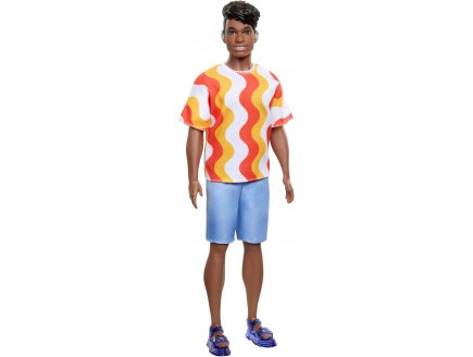 Poupee ken noir fashionistas avec short et maillot - barbie - Mattel - hrh23