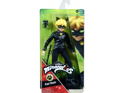 POUPEE MIRACULOUS : CHAT NOIR 26 CM + 2 ACCESSOIRES - POUPEE MANNEQUIN ARTICULEE - ADRIEN - BANDAI - P50002