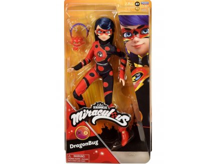 Poupée Miraculous : Dragonbug 26 cm + 2 accessoires - Poupée mannequin articulée Ladybug - Marinette - Bandai - P50010