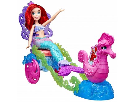 POUPEE PRINCESSE ARIEL LA PETITE SIRENE ET SON HIPPO-CARROSSE - DISNEY - HASBRO - E1699