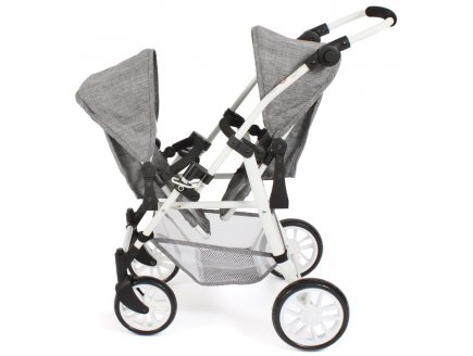 Poussette Jumeaux Twinny Jean Gris poupées - Bayer Chic 2000 - 69176 - Poussette Double