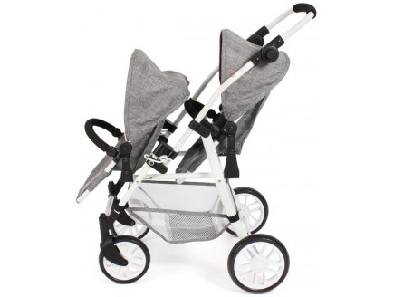 Poussette Jumeaux Twinny Jean Gris poupées - Bayer Chic 2000 - 69176 - Poussette Double