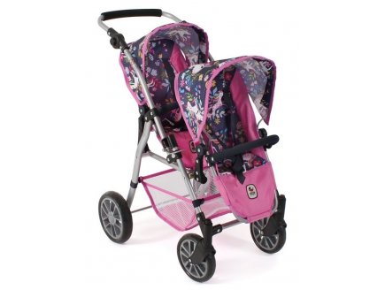 POUSSETTE JUMEAUX TWINNY LICORNES POUPEES - BAYER CHIC 2000 - 69143 - POUSSETTE DOUBLE