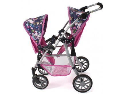 Poussette jumeaux twinny licornes poupees - Bayer chic 2000 - 69143 - poussette double