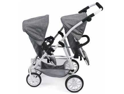 Poussette jumeaux vario jean gris poupees - Bayer chic 2000 - 68976 - poussette double