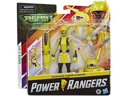 POWER RANGERS JAUNE BEAST MORPHERS ET ROBOT-BTE JAX MORPHIN - FIGURINE 15 CM - E8087