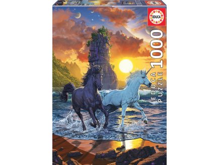 Puzzle 2 licornes se promenent sur la plage 1000 pieces - collection monde feerique - Educa - 19025