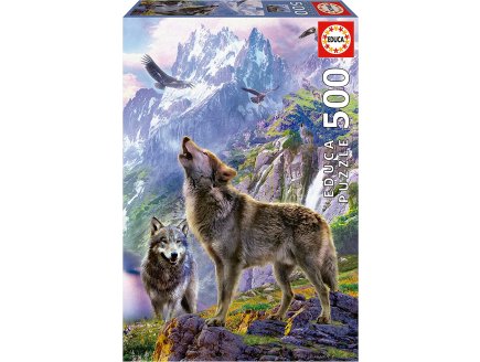 Puzzle 2 loups dans la montagne 500 pieces - collection paysage et animaux de la foret - Educa 19548