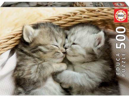 Puzzle 2 mignons chatons dans une corbeille 500 pieces - collection animaux - Educa - 19004
