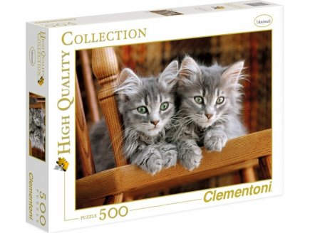 Puzzle 2 mignons chatons gris 500 pieces - collection animaux - Clementoni - 30545