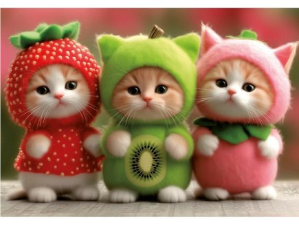 Puzzle 3 mignons chatons fruit�s 200 pi�ces - Photo B�b�s animaux, petits chats - Educa - 20496