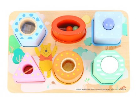 Puzzle 6 cubes sensoriels en bois winnie l'ourson - Disney baby - eveil bebe