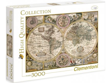 Puzzle ancienne carte du monde 3000 pieces - collection pays - Clementoni 33531