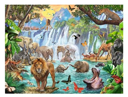 Puzzle Animaux au plan d'eau 1500 pièces - Cascade, Jungle - Ravensburger - 164615