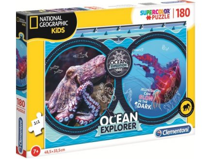 PUZZLE ANIMAUX MARINS POULPE ET MEDUSE - 180 PIECES - COLLECTION NATIONAL GEOGRAPHIC - CLEMENTONI - 29205