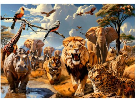 Puzzle Animaux sauvages en peinture 1000 pieces - Safari africain, savane - Educa - 19920