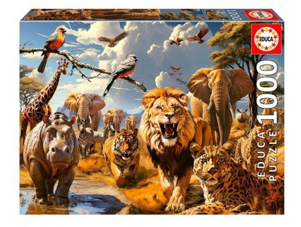 Puzzle Animaux sauvages en peinture 1000 pieces - Safari africain, savane - Educa - 19920