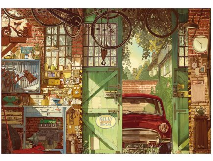 PUZZLE ATELIER GARAGE VINTAGE 1500 PIECES - ARLY JONES, VOITURE, RETRO & NOSTALGIE - EDUCA - 18005