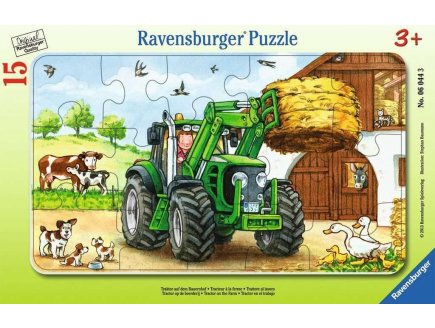 PUZZLE AVEC CADRE - LA FERME LE TRACTEUR ET LES ANIMAUX 15 PIECES - RAVENSBURGER - 060443