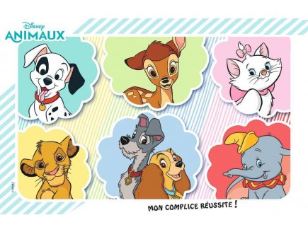 PUZZLE AVEC CADRE LES ANIMAUX DISNEY : ROI LION  - 101 DALMATIENS - DUMBO - CHAT MARIE 15 PIECES - NATHAN - 861453