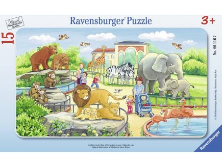 PUZZLE AVEC CADRE - VISITE DES ANIMAUX DU ZOO 15 PIECES - RAVENSBURGER - 061167