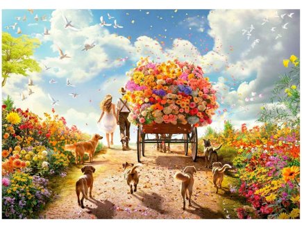 Puzzle Balade printanière 1000 pieces - Fleurs des champs, Campagne - Educa - 19921