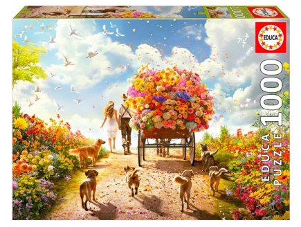 Puzzle Balade printanière 1000 pieces - Fleurs des champs, Campagne - Educa - 19921