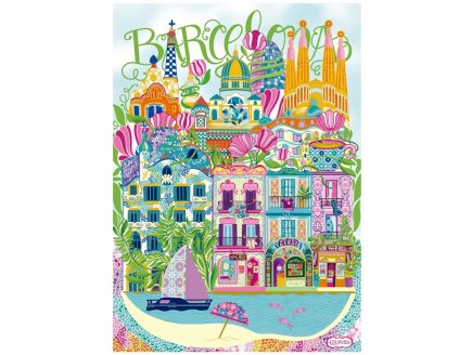 Puzzle Barcelone illustr�, Car Pintos 1000 pieces - Illustration & Artiste, Espagne, Europe - Educa - 20557