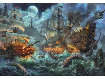 PUZZLE BATEAU PIRATES ET LES CREATURES DE LA MER 6000 PIECES - COLLECTION OCEAN ET BATEAU - CLEMENTONI 36530