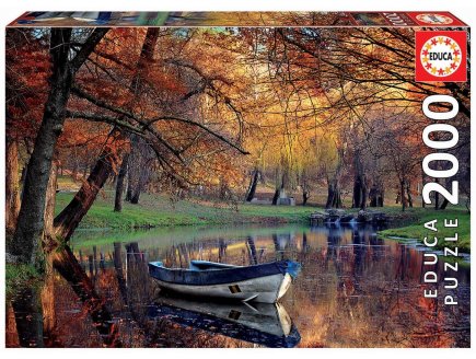 Puzzle bateau sur le lac 2000 pieces - collection paysage et foret - barque - Educa - 19275