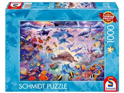 Puzzle beaute de l'ocean 1000 pieces - fonds marins, poissons, tortues - Schmidt - 56758