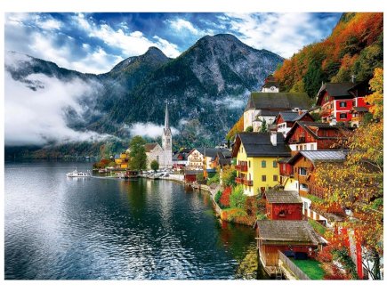 PUZZLE BORD DU LAC D'HALLSTATT, AUTRICHE 1500 PIECES - PAYSAGE, MONTAGNE, ALPES - EDUCA - 19939