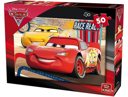 PUZZLE CARS 3 : FLASH MCQUEEN FAIT LA COURSE AVEC CRUZ RAMIREZ 50 PIECES - COLLECTION DISNEY - KING