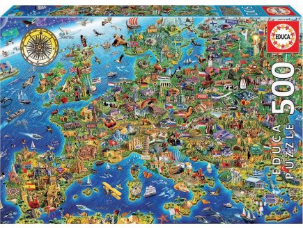 Puzzle carte de l'europe - 500 pieces - collection geographie - Educa - 17962