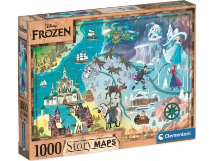 Puzzle carte de l'histoire de la reine des neiges 1000 pieces - collection disney - Clementoni - 39666