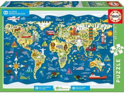 Puzzle carte du monde 200 pieces - collection geographie - Educa - 19292