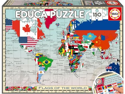 Puzzle carte du monde avec les drapeaux 150 pieces - collection mappemonde / geographie - Educa - 20480