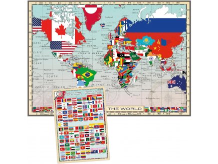 Puzzle carte du monde avec les drapeaux 150 pieces - collection mappemonde / geographie - Educa - 20480