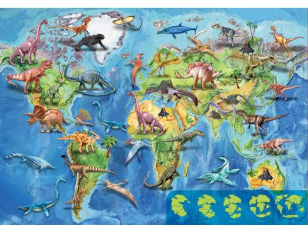 Puzzle carte du monde des dinosaures 150 pieces - collection mappemonde geographie prehistoire - Educa - 18997