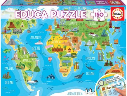 PUZZLE CARTE DU MONDE DES MONUMENTS 150 PIECES - COLLECTION MAPPEMONDE GEOGRAPHIE - EDUCA - 18116