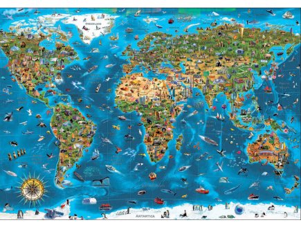 PUZZLE CARTE DU MONDE : LES MERVEILLES DU MONDE 1000 PIECES - COLLECTION MONUMENT ET PAYS - EDUCA 19022