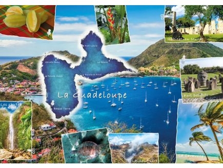 Puzzle Carte postale de La Guadeloupe 1000 pi�ces - Collection Evasion, Voyage - Nathan - 00910