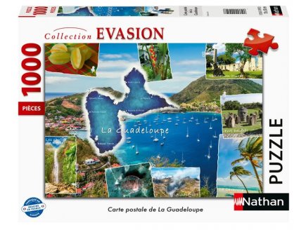 Puzzle Carte postale de La Guadeloupe 1000 pi�ces - Collection Evasion, Voyage - Nathan - 00910