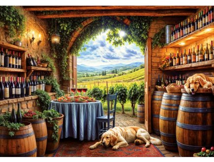 Puzzle Cave à vin 1000 pieces - Vignoble, Bouteilles et tonneaux - Educa - 20292