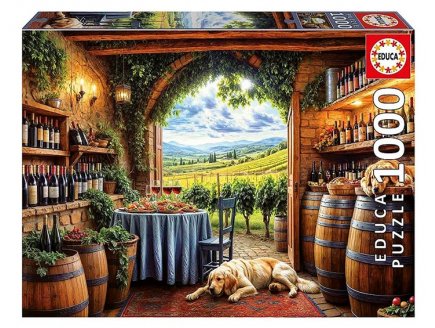 Puzzle Cave à vin 1000 pieces - Vignoble, Bouteilles et tonneaux - Educa - 20292