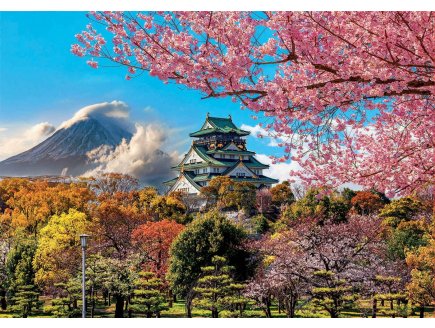 PUZZLE CHATEAU D'OSAKA 2000 PIECES - COLLECTION JAPON - PAYSAGE MONTAGNE - EDUCA - 19276