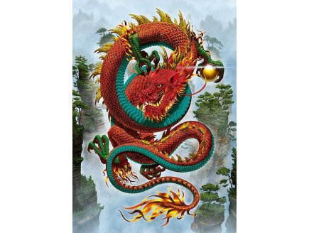 PUZZLE CHINE : DRAGON ROUGE DE LA BONNE FORTUNE 500 PIECES - COLLECTION FANTASTIQUE - EDUCA - 19003