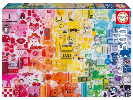 Puzzle Collage de couleurs Happy 500 pieces - Smiley, Objets et d�coration - Educa - 20543