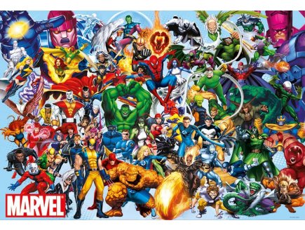 PUZZLE COMICS HEROS MARVEL : HULK SPIDER MAN FLASH CAPTAIN AMERICAN 1000 PIECES - COLLECTION SUPER HEROES - EDUCA 15193