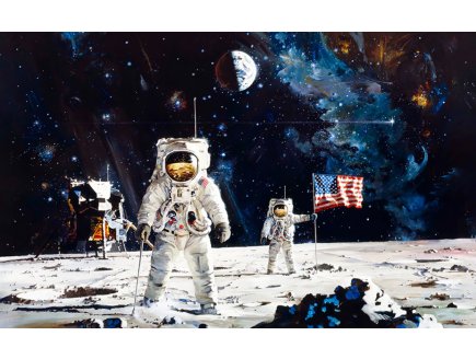 PUZZLE COSMONAUTE SUR LA LUNE : ROBERT MCCALL -1000 PIECES - COLLECTION ESPACE - EDUCA 18459